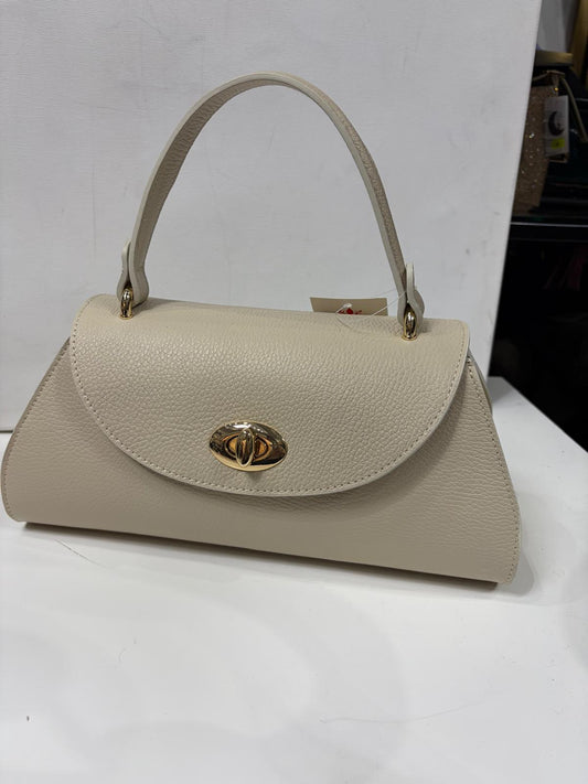 NOWOŚĆ Torebka kuferek Vezze skóra naturalna jasny beż