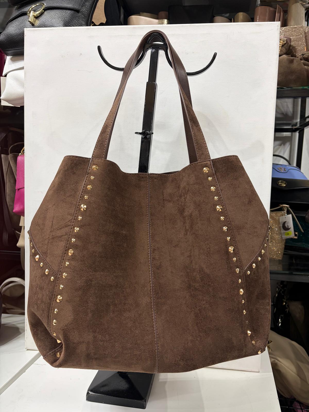 NOWOŚĆ Shopperka Torebka zamsz ekologiczny Brąz