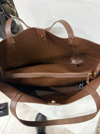 NOWOŚĆ Shopperka Torebka zamsz ekologiczny Brąz