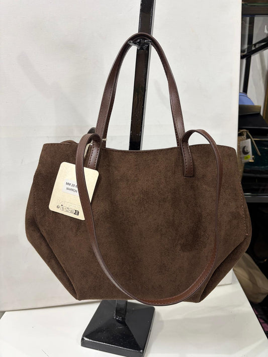 NOWOŚĆ Torebka zamsz ekologiczny Brąz