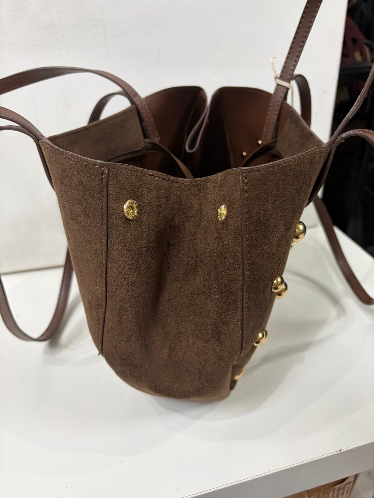 NOWOŚĆ Torebka zamsz ekologiczny Brąz