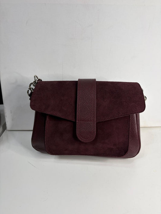 NOWOŚĆ Torebka Vezze skóra naturalna połączona z zamszem Bordo