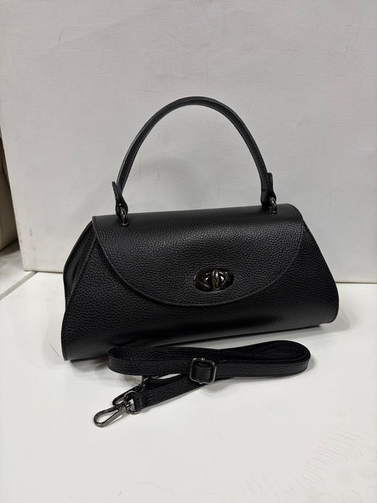 NOWOŚĆ Torebka kuferek Vezze skóra naturalna Czarna