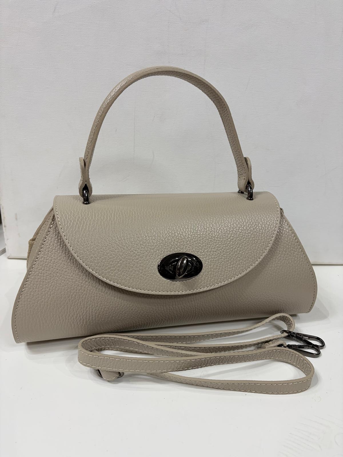 NOWOŚĆ Torebka kuferek Vezze skóra naturalna zimny bez