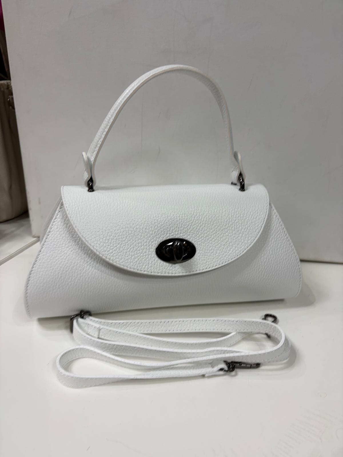 NOWOŚĆ Torebka kuferek Vezze skóra naturalna Biała