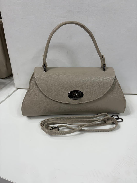 NOWOŚĆ Torebka kuferek Vezze skóra naturalna Taupe