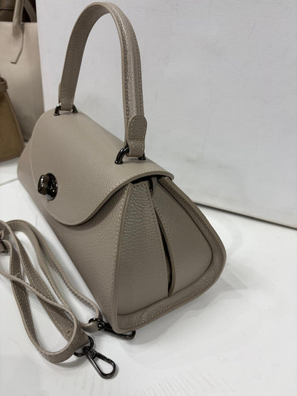 NOWOŚĆ Torebka kuferek Vezze skóra naturalna Taupe