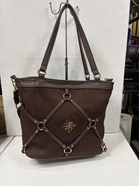 NOWOŚĆ  Shopperka Laura Biaggi skóra ekologiczna  połączona z zamszem Czekoladowy