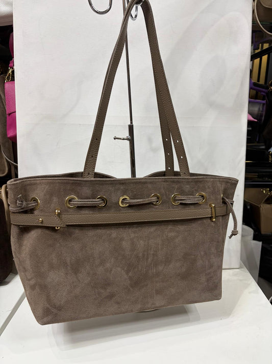 NOWOŚĆ Torebka Vezze zamsz naturalny Taupe.