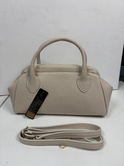 Nowość Massimo Contti torebka kuferek skóra naturalna Zimny Beż