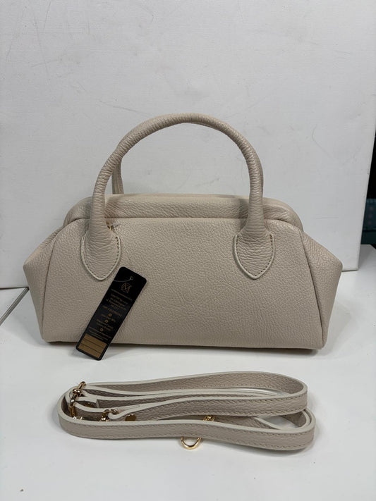 Nowość Massimo Contti torebka kuferek skóra naturalna Zimny Beż