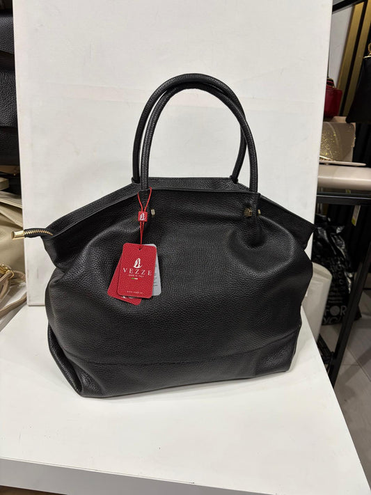 Nowość VEZZE ITALY torebka shopper skóra naturalna  Czarna