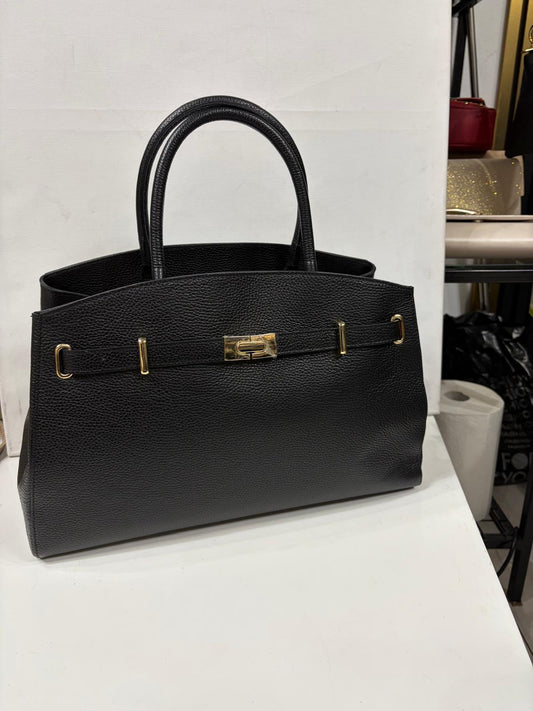 NOWOŚĆ VEZZE ITALY ELEGANCKA TOREBKA KUFEREK SKÓRA NATURALNA CZARNA