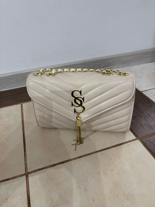 Nowość SALVADORE FERETTI torebka Listonoszka Jasny Beż