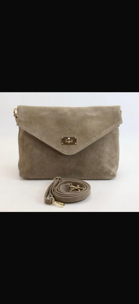 NOWOŚĆ Torebka Vezze zamsz naturalny Taupe