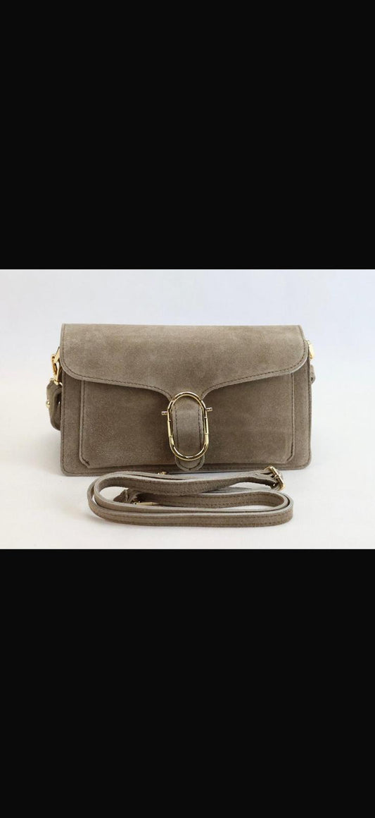 NOWOŚĆ Torebka Vezze zamsz naturalny Taupe