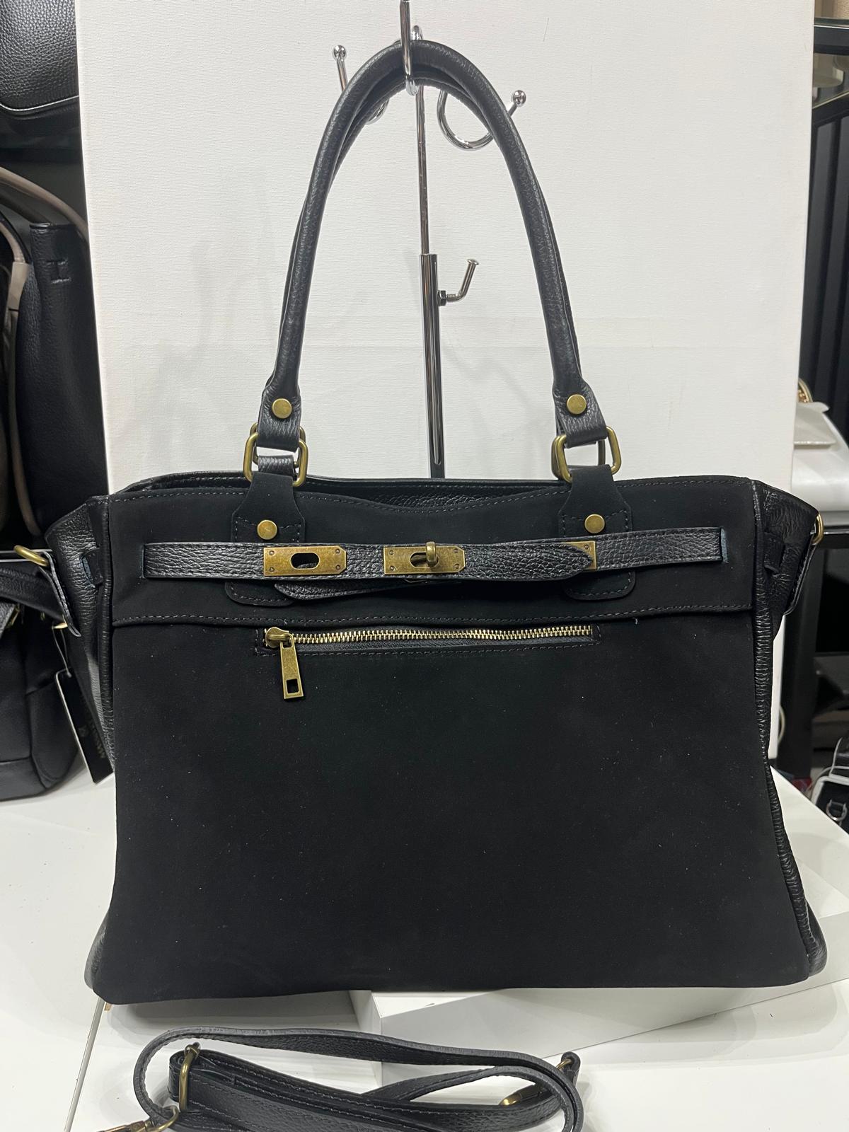 NOWOŚĆ Massimo Contti skóra naturalna plus zamsz naturalny czarna