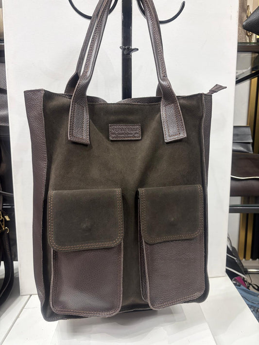 NOWOŚĆ VEZZE zamsz naturalny skóra naturalna czekolada