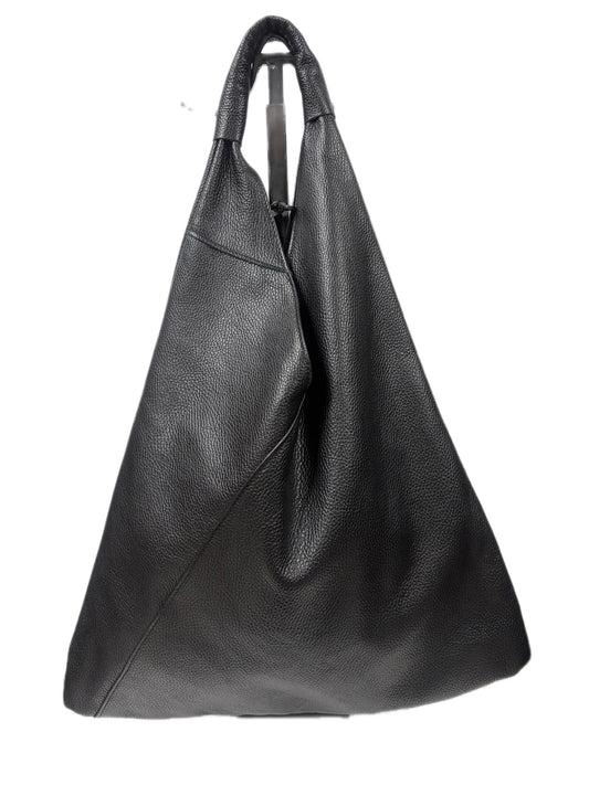 NOWOŚĆ Torebka worek skóra naturalna czarna włoska