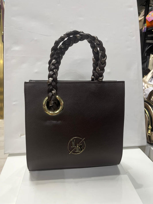 Torebka shopper Laura Biaggi Czekolada KLASYCZNA TORBA Z PASKIEM NA RAMIE