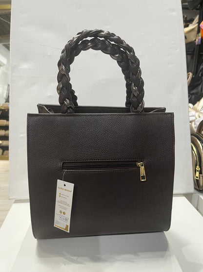 Torebka shopper Laura Biaggi Czekolada KLASYCZNA TORBA Z PASKIEM NA RAMIE
